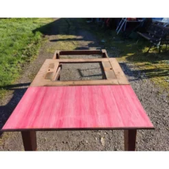 Table de cuisine des années 60 en chêne avec rallonges intégrées
