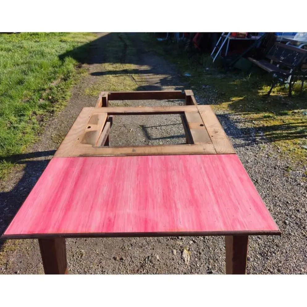 Table de cuisine des années 60 en chêne avec rallonges intégrées
