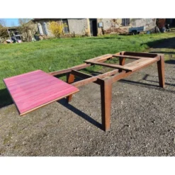 Table de cuisine des années 60 en chêne avec rallonges intégrées