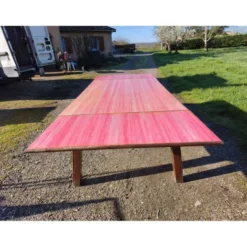 Table de cuisine des années 60 en chêne avec rallonges intégrées
