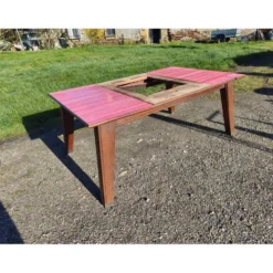 Table de cuisine des années 60 en chêne avec rallonges intégrées