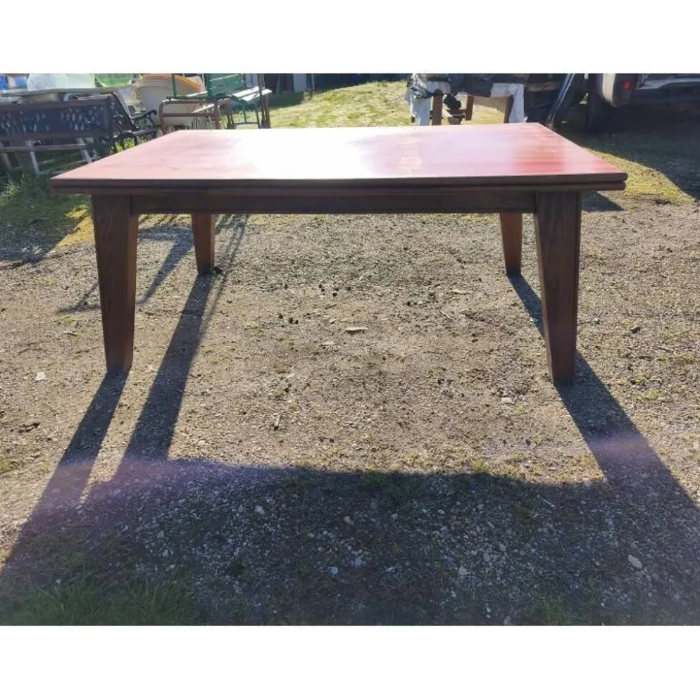 Table de cuisine des années 60 en chêne avec rallonges intégrées