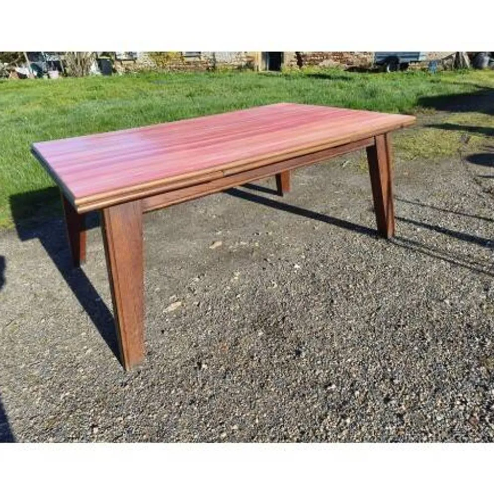 Table de cuisine des années 60 en chêne avec rallonges intégrées