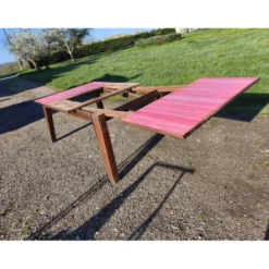 Table de cuisine des années 60 en chêne avec rallonges intégrées