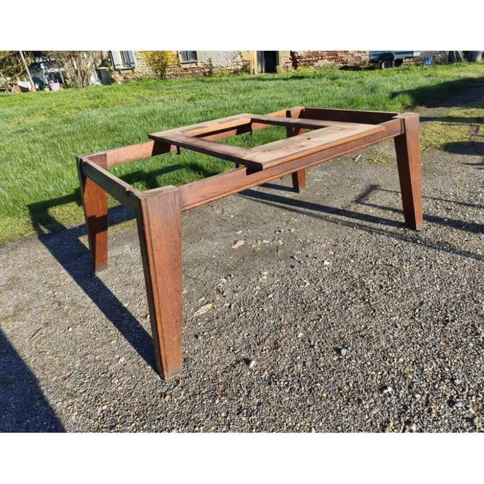 Table de cuisine des années 60 en chêne avec rallonges intégrées