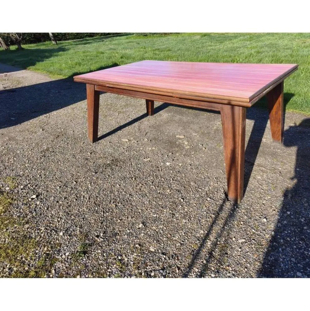 Table de cuisine des années 60 en chêne avec rallonges intégrées