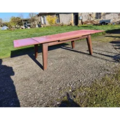 Table de cuisine des années 60 en chêne avec rallonges intégrées