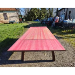 Table de cuisine des années 60 en chêne avec rallonges intégrées