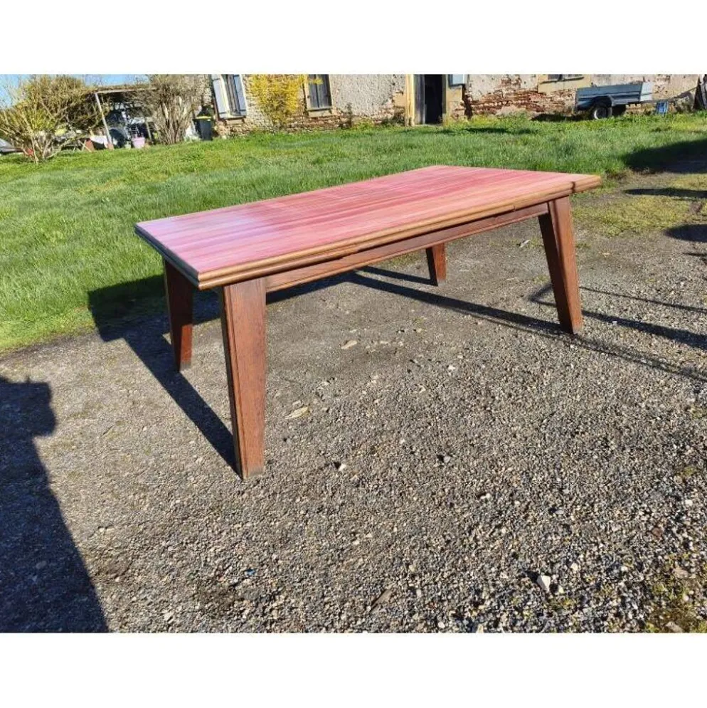 Table de cuisine des années 60 en chêne avec rallonges intégrées
