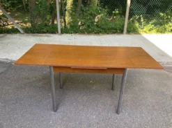 Table de cuisine extensible en bois et acier Cuisines You France 1980