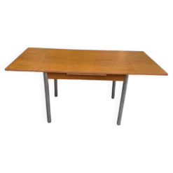 Table de cuisine extensible en bois et acier Cuisines You France 1980