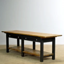 Table de cuisine/préparation en pin, vers 1920