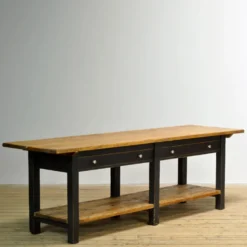 Table de cuisine/préparation en pin, vers 1920