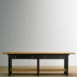Table de cuisine/préparation en pin, vers 1920