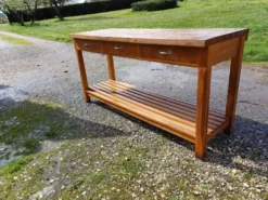 Table de Drapier Bois , 3 Tiroirs .