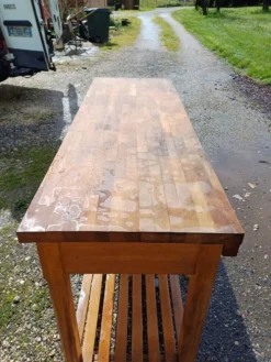 Table de Drapier Bois , 3 Tiroirs .