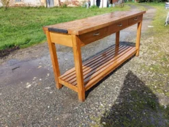 Table de Drapier Bois , 3 Tiroirs .