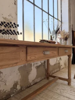 Table de drapier, console en chêne, 1950