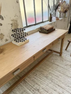 Table de drapier, console en chêne, 1950