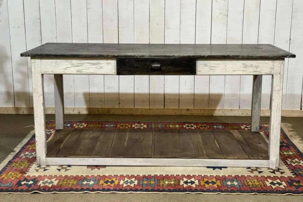 Table de drapier des années 1930 en sapin et châtaignier