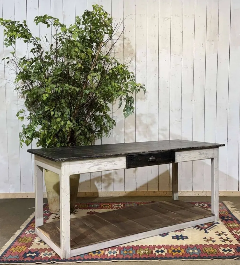 Table de drapier des années 1930 en sapin et châtaignier