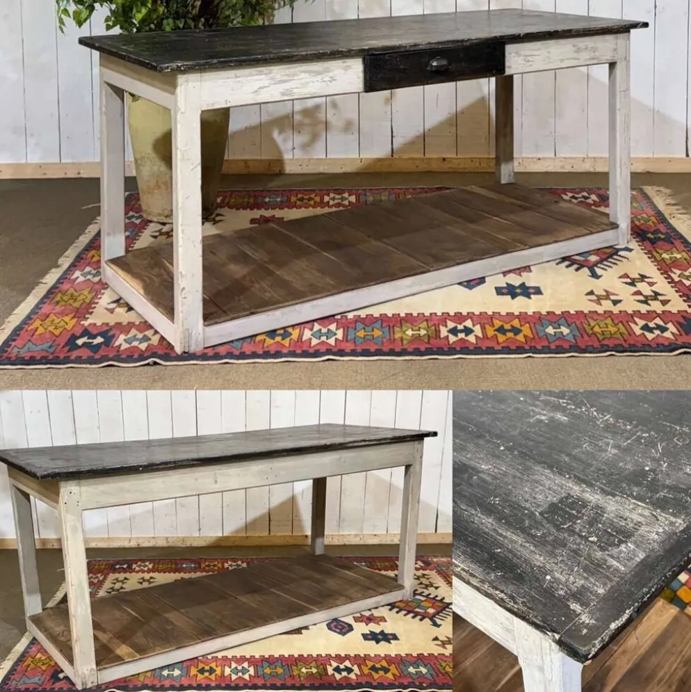 Table de drapier des années 1930 en sapin et châtaignier