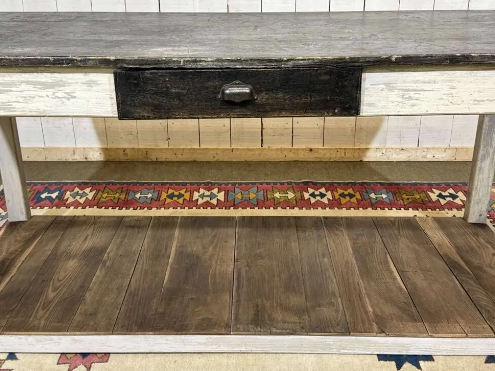 Table de drapier des années 1930 en sapin et châtaignier