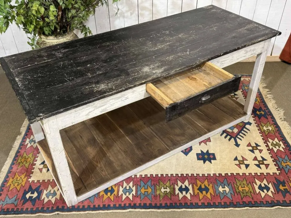 Table de drapier des années 1930 en sapin et châtaignier