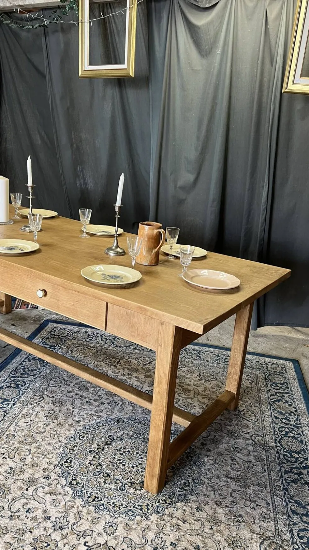 Table de ferme ancienne en chêne massif restaurée