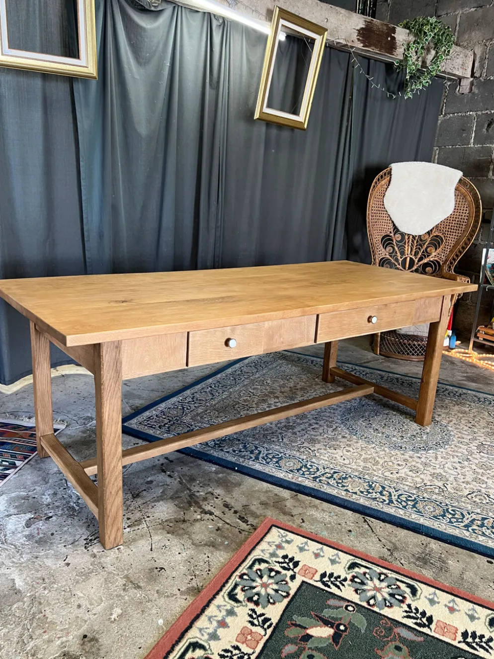 Table de ferme ancienne en chêne massif restaurée