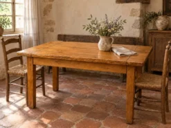 Table de ferme ancienne en chêne massif 120 cm