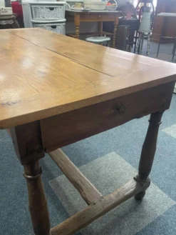 Table de ferme ancienne Louis XIII en chêne massif – Console / Îlot d'