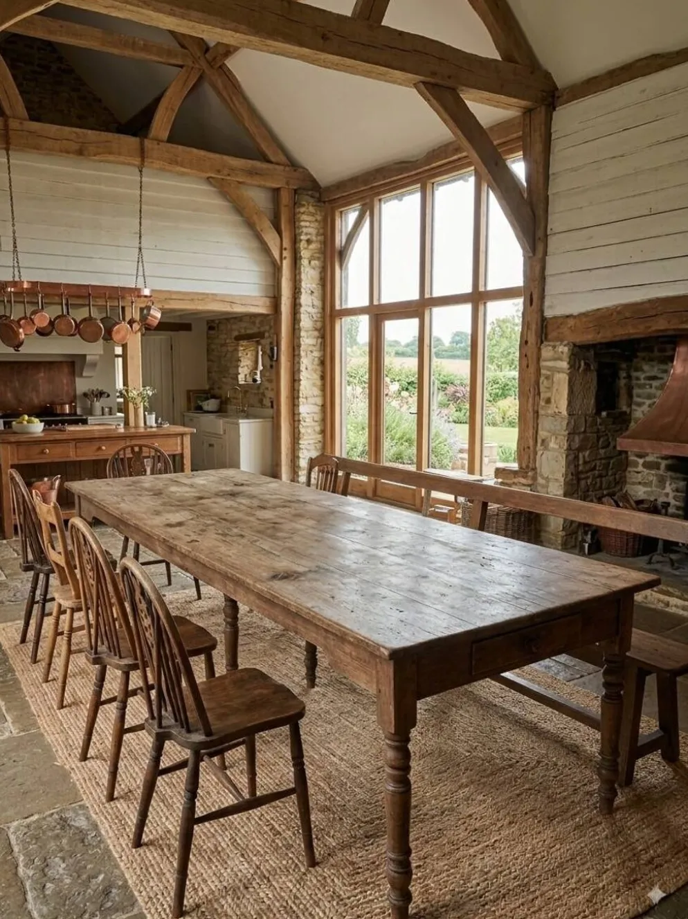Table de ferme ancienne XXL , 268 × 110cm