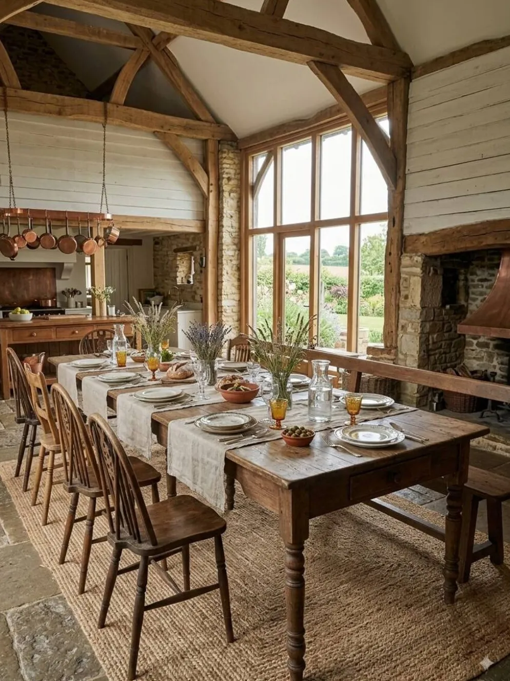 Table de ferme ancienne XXL , 268 × 110cm