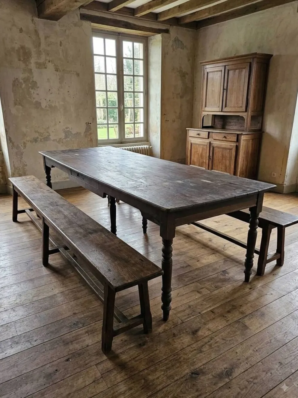 Table de ferme ancienne XXL , 268 × 110cm