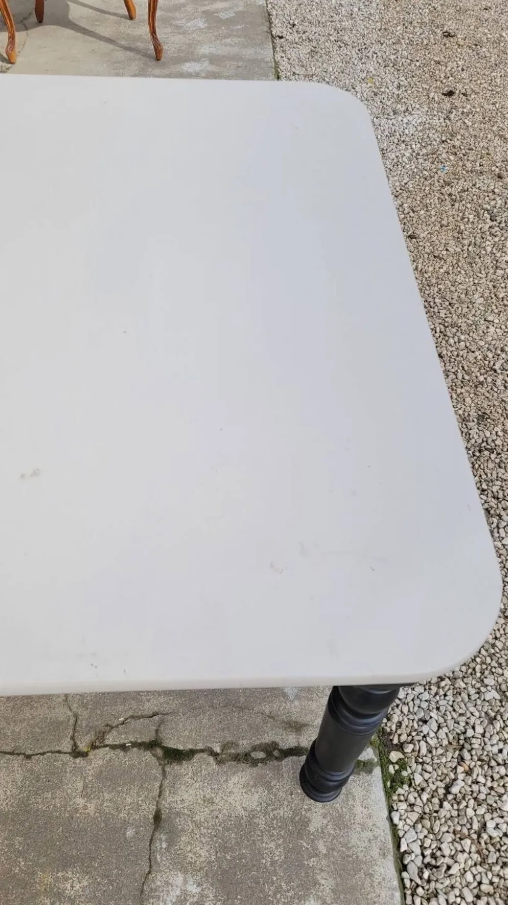Table de ferme bistrot patiné ancienne, un tiroir