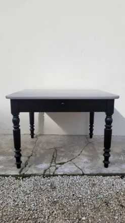 Table de ferme bistrot patiné ancienne, un tiroir