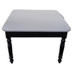 Table de ferme bistrot patiné ancienne, un tiroir