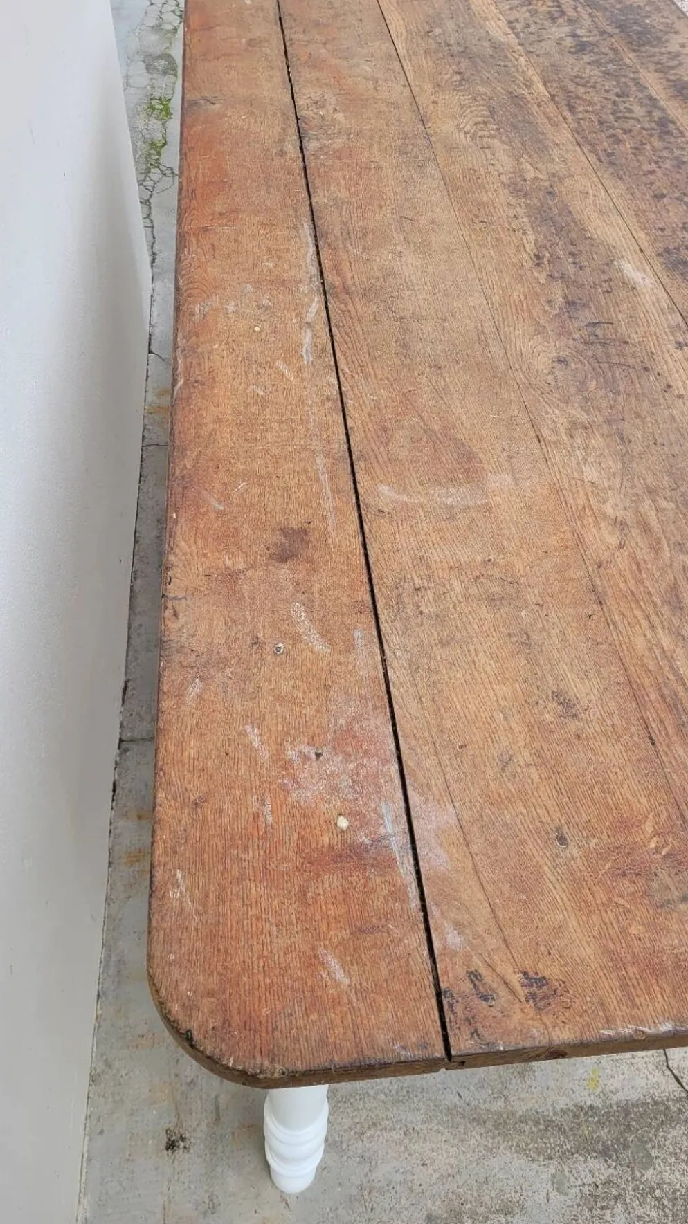 Table de ferme bistrot rustique en chêne piètements louis philippe -2m