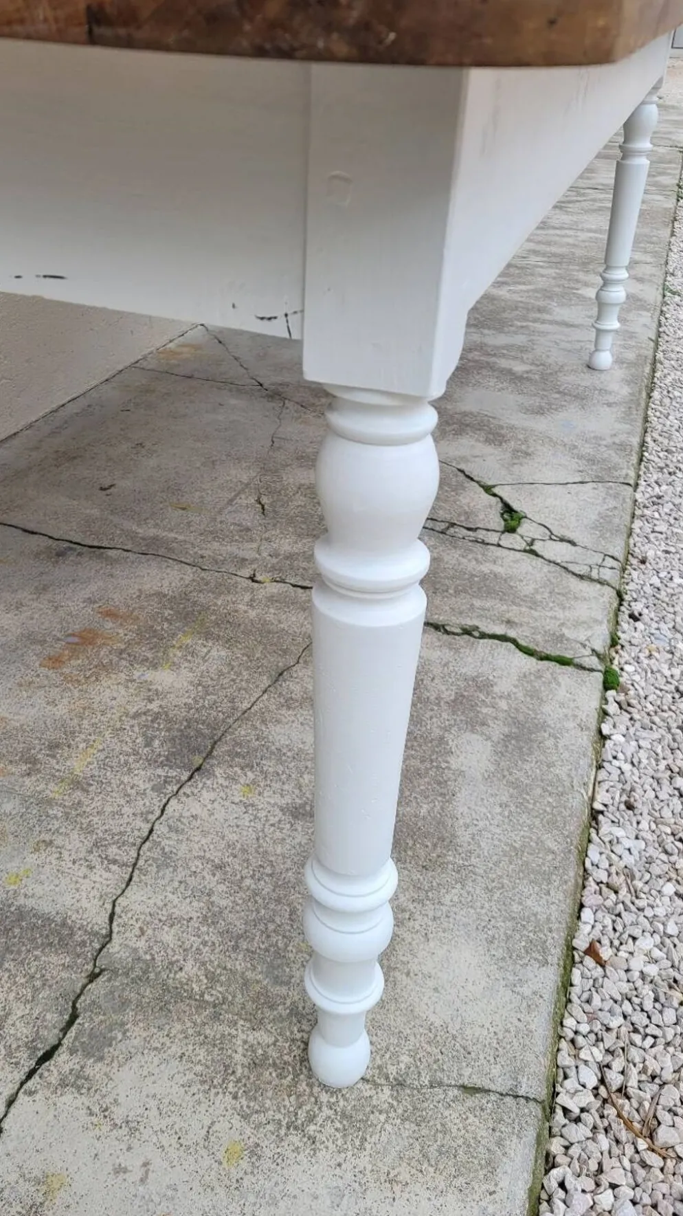 Table de ferme bistrot rustique en chêne piètements louis philippe -2m