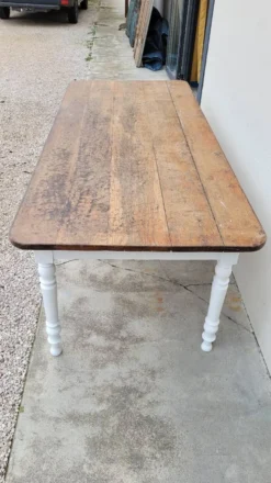 Table de ferme bistrot rustique en chêne piètements louis philippe -2m