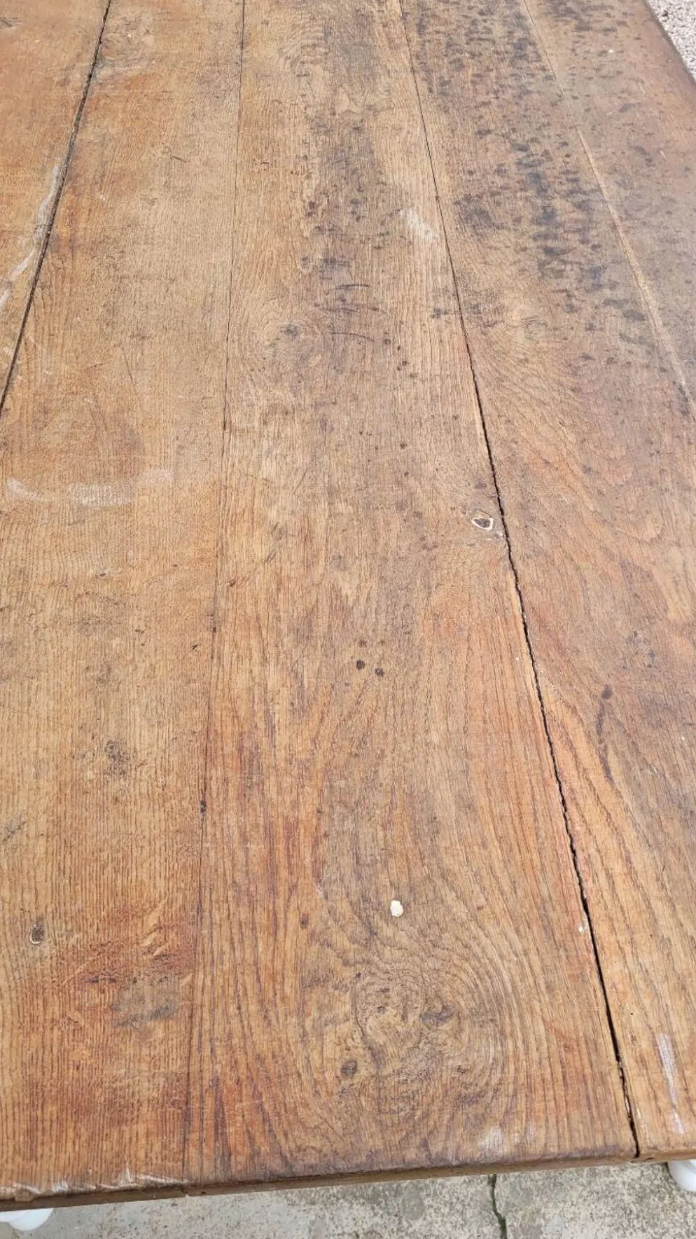 Table de ferme bistrot rustique en chêne piètements louis philippe -2m
