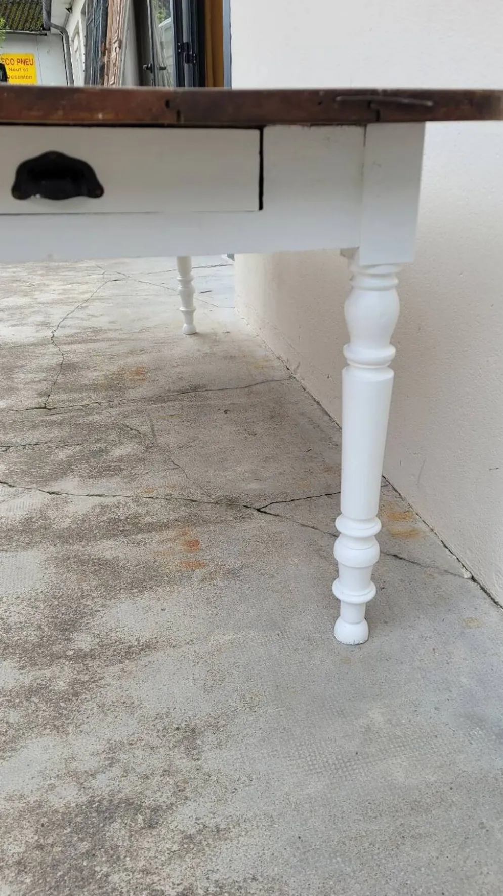 Table de ferme bistrot rustique en chêne piètements louis philippe -2m