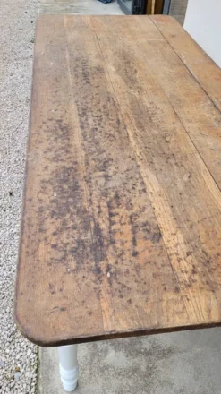 Table de ferme bistrot rustique en chêne piètements louis philippe -2m