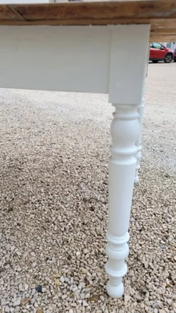 Table de ferme bistrot rustique en chêne piètements louis philippe -2m