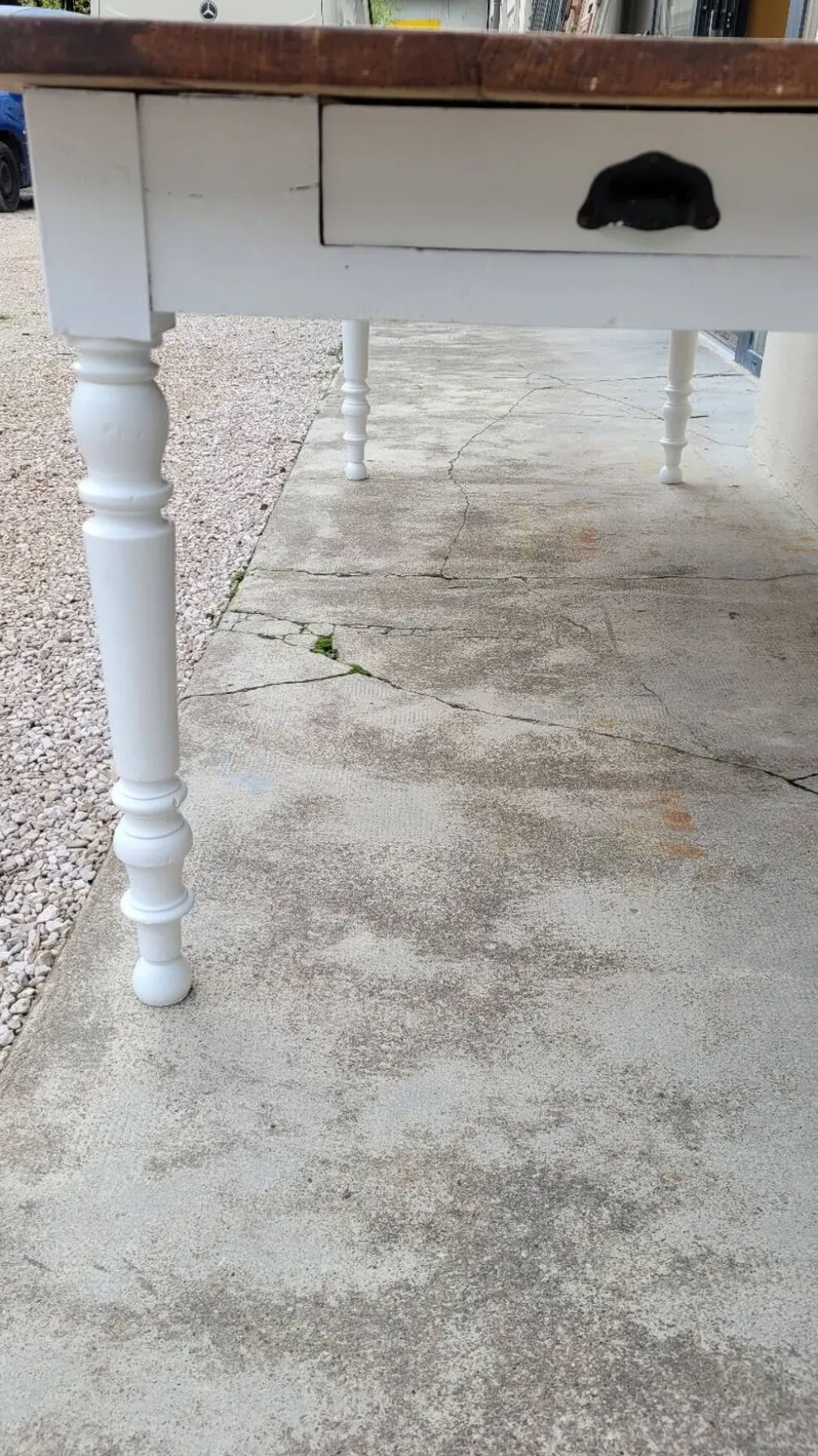 Table de ferme bistrot rustique en chêne piètements louis philippe -2m