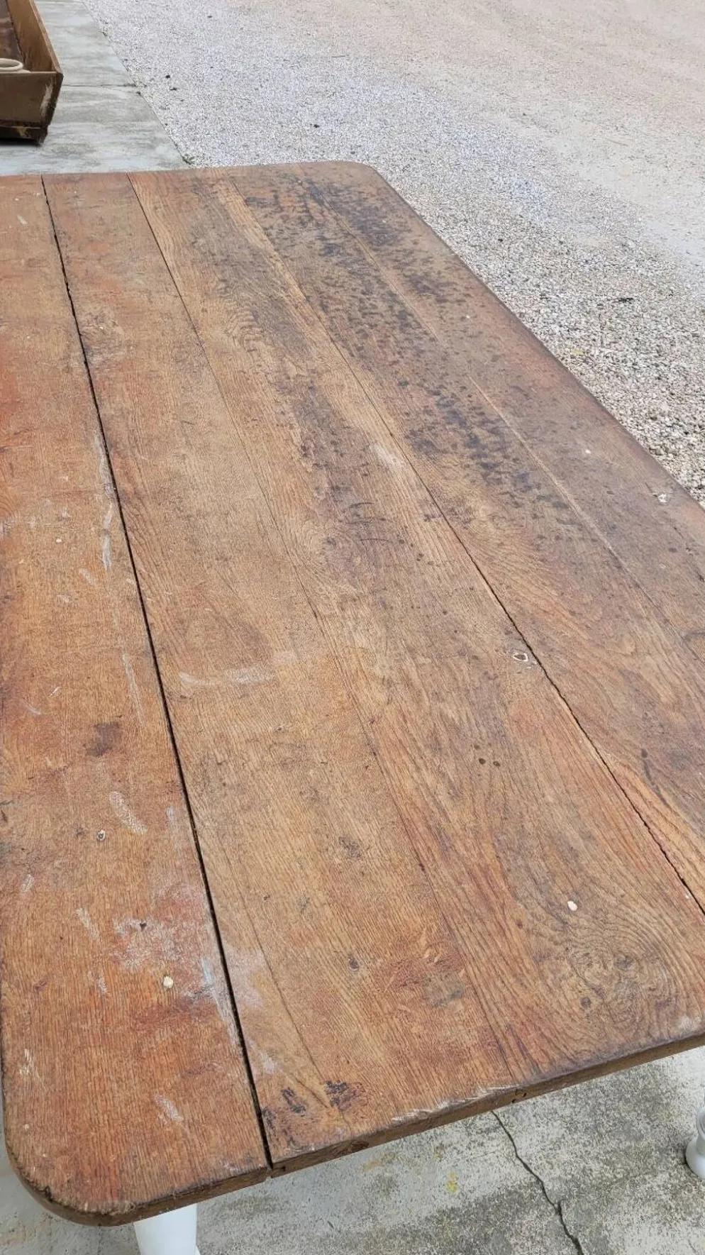 Table de ferme bistrot rustique en chêne piètements louis philippe -2m
