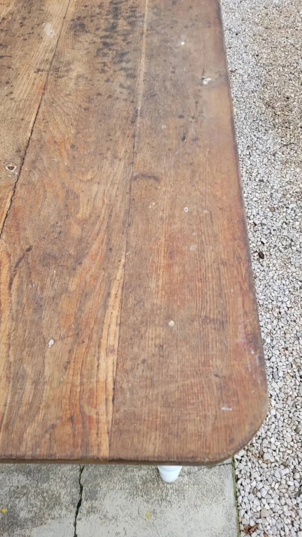 Table de ferme bistrot rustique en chêne piètements louis philippe -2m