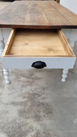 Table de ferme bistrot rustique en chêne piètements louis philippe -2m