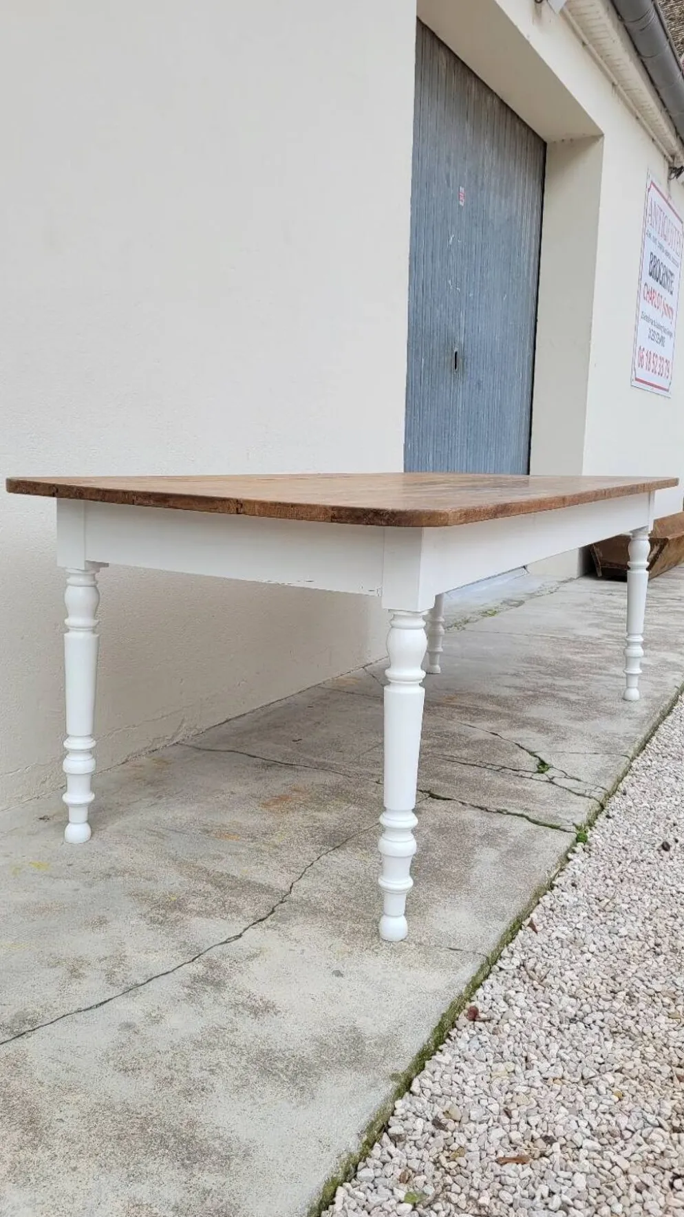 Table de ferme bistrot rustique en chêne piètements louis philippe -2m